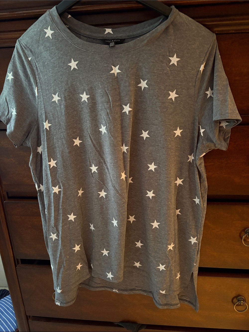 Lucky Brand Gray Tee with White Star Print